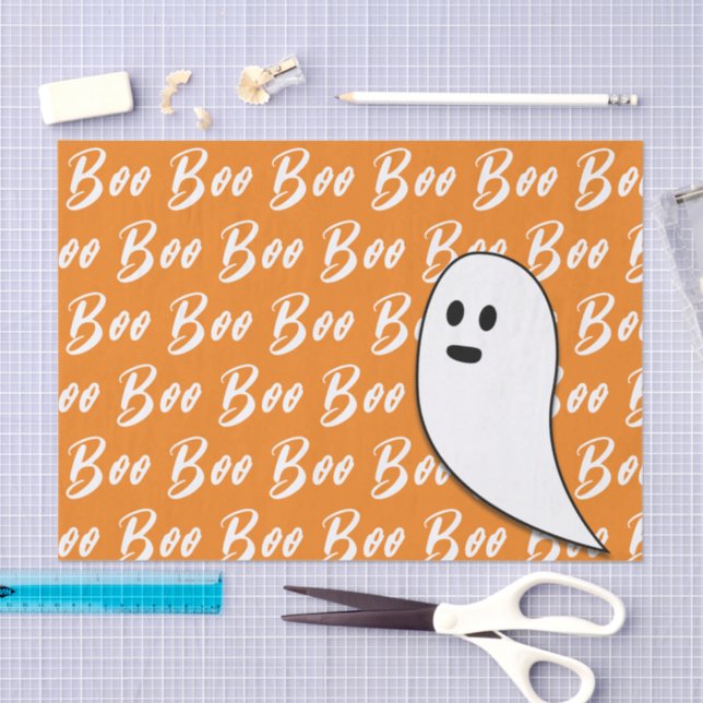 Ghost Halloween Schwarz-weiß-Orangenbob Seidenpapier (Handwerk)