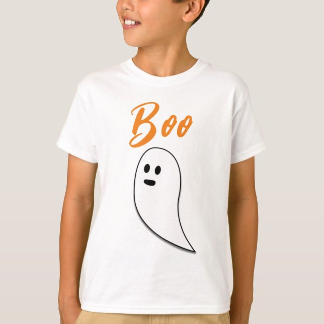 Ghost Halloween Schwarz-weiß-Orangenbob T-Shirt (Vorderseite)