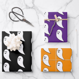 Ghost Halloween Schwarz-weißes niedliches Muster Geschenkpapier Set