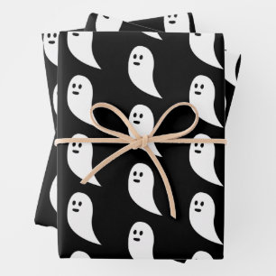 Ghost Halloween Schwarz-weißes niedliches Muster Geschenkpapier Set