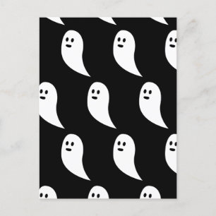 Ghost Halloween Schwarz-weißes niedliches Muster Postkarte