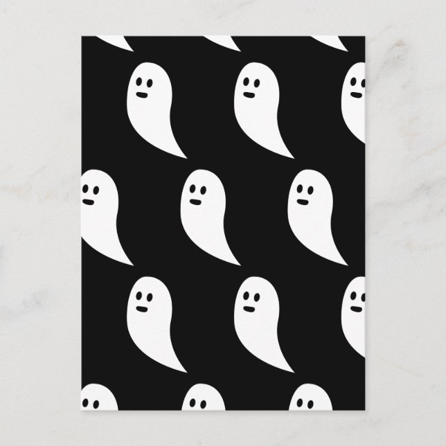 Ghost Halloween Schwarz-weißes niedliches Muster Postkarte (Vorderseite)