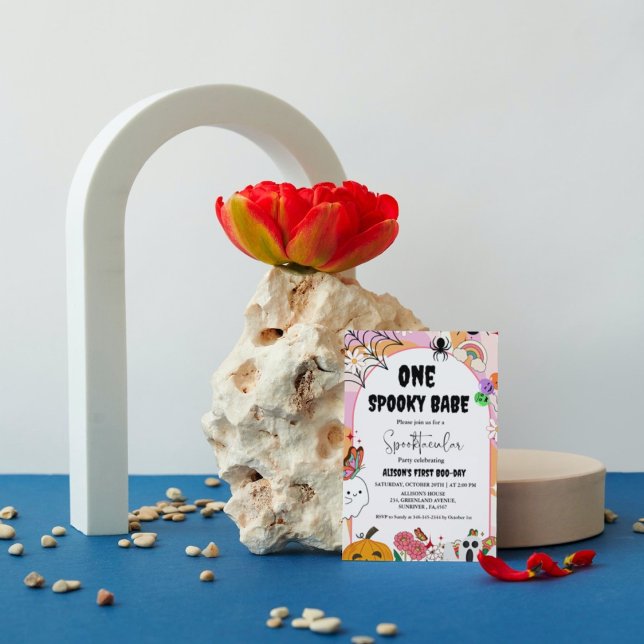 Ghost Halloween Spooky vibes Retro Groovy Geburtst Einladung (Von Creator hochgeladen)