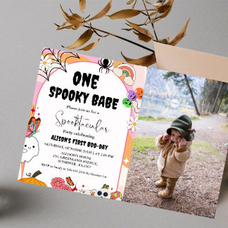 Ghost Halloween Spooky vibes Retro Groovy Geburtst Einladung