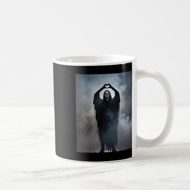 Ghost Heart Hands Beängstigend Face Horror Poster  Kaffeetasse (Rechts)
