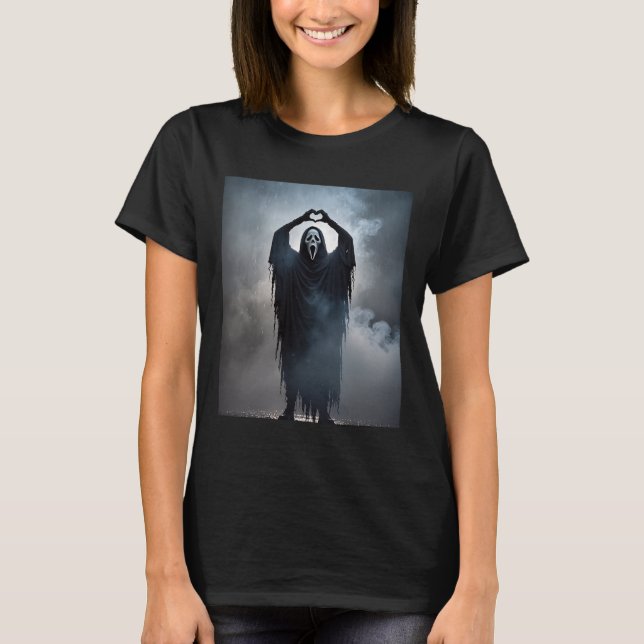Ghost Heart Hands Beängstigend Face Horror Poster  T-Shirt (Vorderseite)
