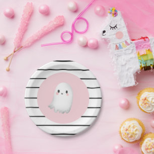 Ghost Hey Boo Pastel Pink Halloween Geburtstag Pappteller