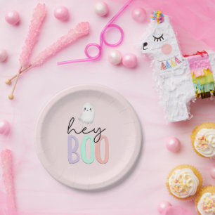 Ghost Hey Boo Pastel Pink Halloween Geburtstag Pappteller