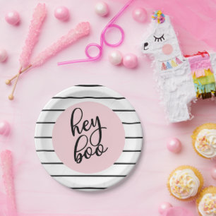 Ghost Hey Boo Pastel Pink Halloween Geburtstag Pappteller