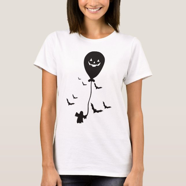 Ghost Holding Balloon - Niedlich und einfach Ghost T-Shirt (Vorderseite)