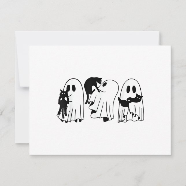 Ghost Holding Black Cat Funny Halloween Cat Liebha (Vorderseite)