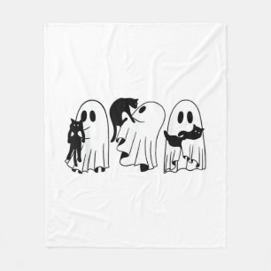 Ghost Holding Black Cat Funny Halloween Cat Liebha Fleecedecke