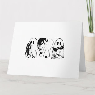 Ghost Holding Black Cat Funny Halloween Cat Liebha Karte