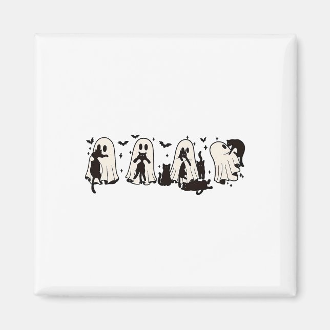 Ghost Holding Black Cat Funny Halloween Cat Liebha Magnet (Vorne)