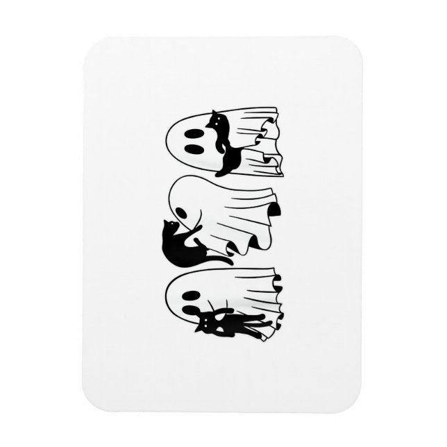 Ghost Holding Black Cat Funny Halloween Cat Liebha Magnet (Vertikal)