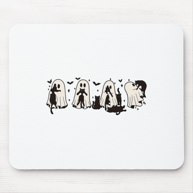 Ghost Holding Black Cat Funny Halloween Cat Liebha Mousepad (Vorne)