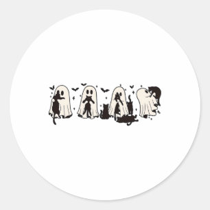 Ghost Holding Black Cat Funny Halloween Cat Liebha Runder Aufkleber