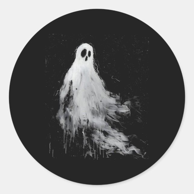 Ghost Horror Spooky Beängstigend Halloween Grunge  Runder Aufkleber (Vorderseite)