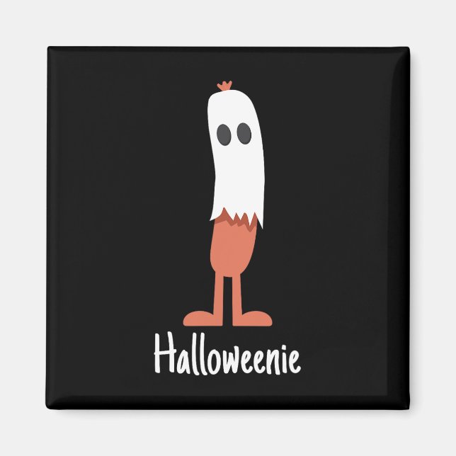 Ghost Hot Dog Halloweenie Kostüm Spaß Nahrung Hall Magnet (Vorne)