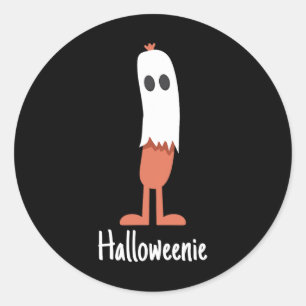 Ghost Hot Dog Halloweenie Kostüm Spaß Nahrung Hall Runder Aufkleber
