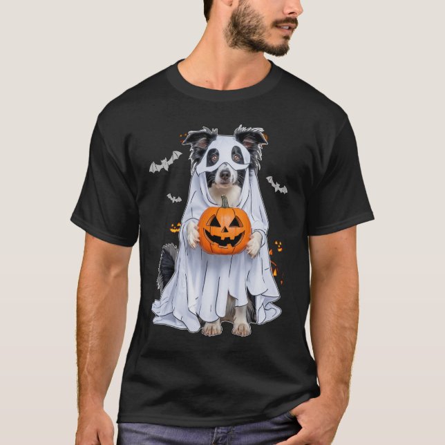 Ghost Hund Halloween Kostüm Spooky Jahreszeit Hund T-Shirt (Vorderseite)