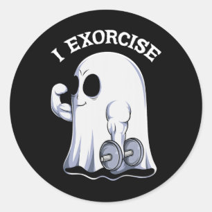 Ghost I Exorcize Funny Gym Übung Workout Spooky Runder Aufkleber