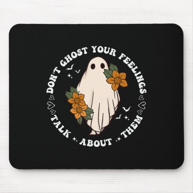 Ghost Ihre Gefühle Groovy Spooky Season Mental He Mousepad (Vorne)