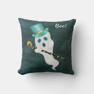 Ghost in der Night Sky Top Hat Skull Cane gekleide Kissen