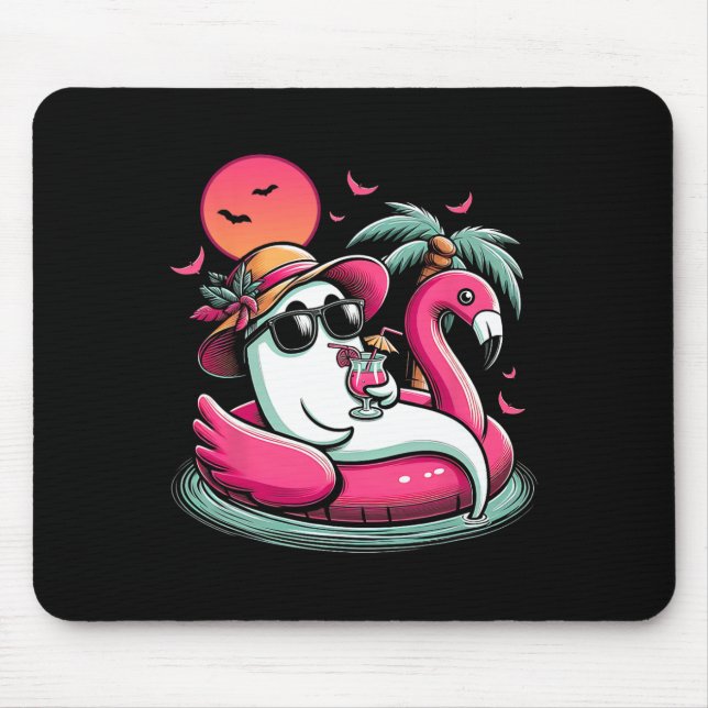 Ghost in Lifebuoy Flamingo auf einem Pool schwimme Mousepad (Vorne)
