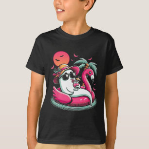 Ghost in Lifebuoy Flamingo auf einem Pool schwimme T-Shirt