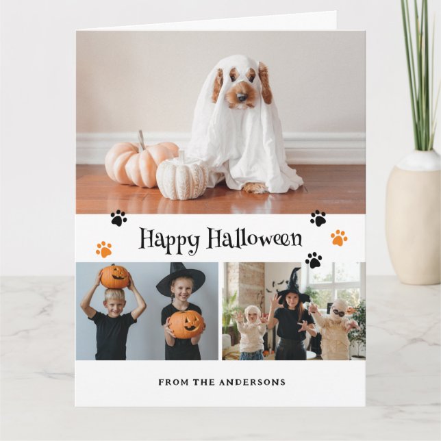 Ghost Jack O’Lantern Pet Foto Halloween Card Karte (Vorderseite)