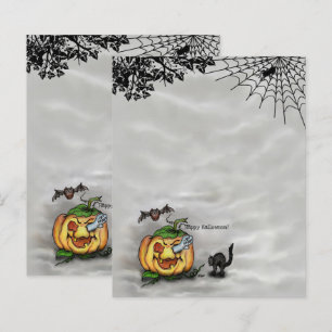 Ghost , Katze , Bat and Pumpkin , Glückliches Hall