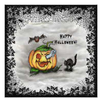 Ghost , Katze , Bat and Pumpkin , Glückliches Hall