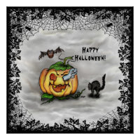 Ghost , Katze , Bat and Pumpkin , Glückliches Hall