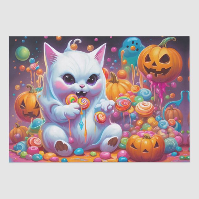 Ghost Kitten Pumpkin Halloween Candy Seidenpapier (Vorderseite)
