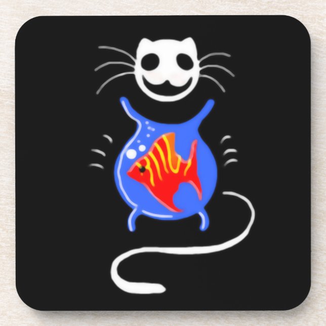 Ghost Kitty Cat Hard Plastic Untersetzer (Vorderseite)