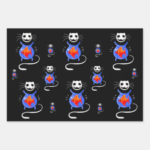 Ghost Kitty Cat Wrapping Paper Set Geschenkpapier Set
