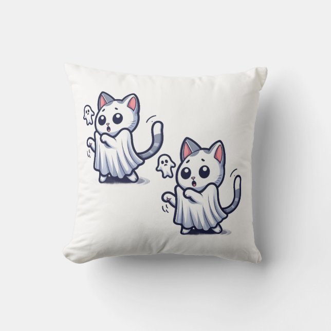 Ghost Kitty Halloween-Kostüm Kissen (Vorderseite)