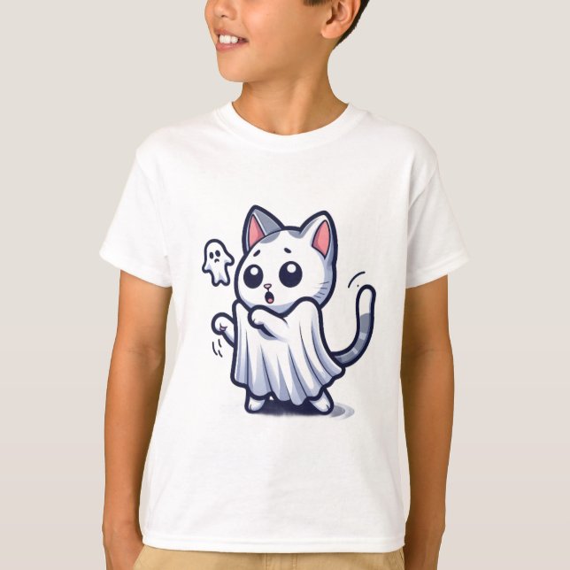 Ghost Kitty Halloween-Kostüm T-Shirt (Vorderseite)