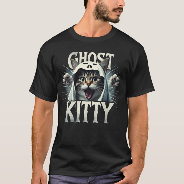 Ghost Kitty Halloween Meme T - Shirt (Vorderseite)