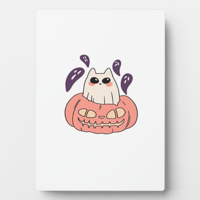 Ghost Kitty in a pumpkin Classic T-Shirt Fotoplatte (Vorderseite)