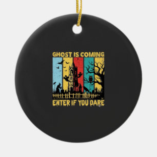 Ghost kommt Halloween Spukhaus Hexe Eule_ Keramik Ornament