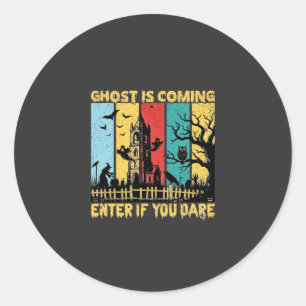 Ghost kommt Halloween Spukhaus Hexe Eule_ Runder Aufkleber