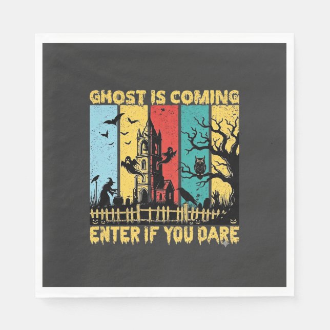 Ghost kommt Halloween Spukhaus Hexe Eule_ Serviette (Vorderseite)