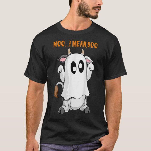 Ghost Kuh Farm Moo I Gemein Boo Moon Cosplay Hallo T-Shirt (Vorderseite)