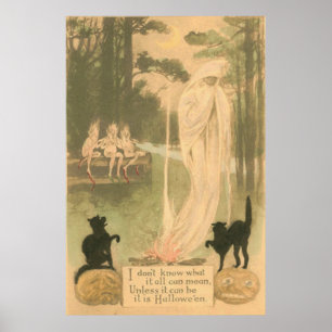 Ghost Kürbislaterne Black Cat Elves Poster