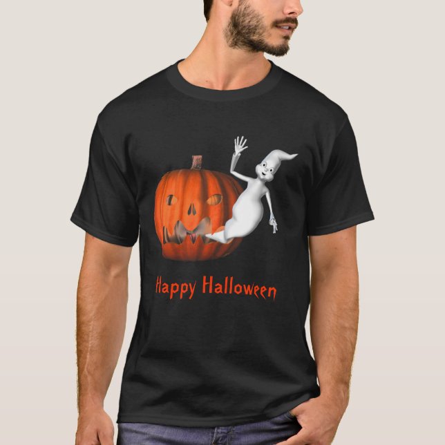 Ghost Kürbislaterne Funny Halloween T-Shirt (Vorderseite)