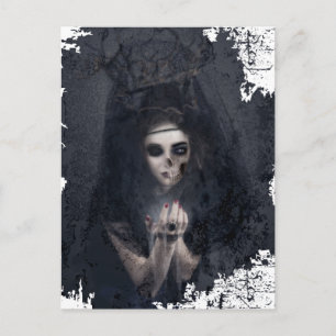 Ghost Lady Haunting Skull Skeleton Postkarte