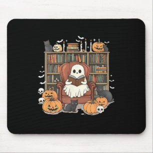 Ghost Library Halloween Book Reading Books Lover T Mousepad