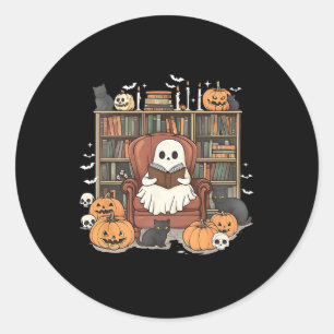 Ghost Library Halloween Book Reading Books Lover T Runder Aufkleber